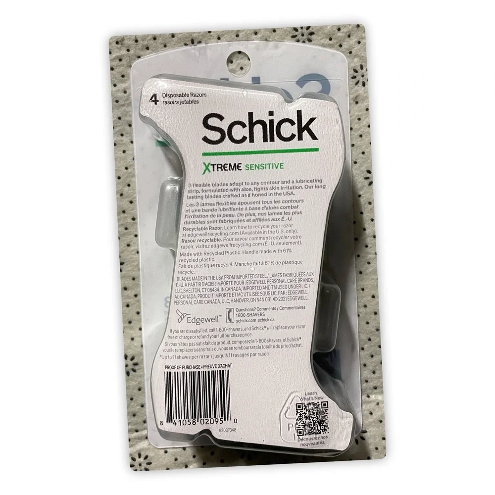 Schick Xtreme Sensitive 4 Disposable‎ Razors, Pack Of 3